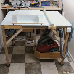 Модернизация DIY распиловочного стола, новая система аспирации и самодельная задвижка.