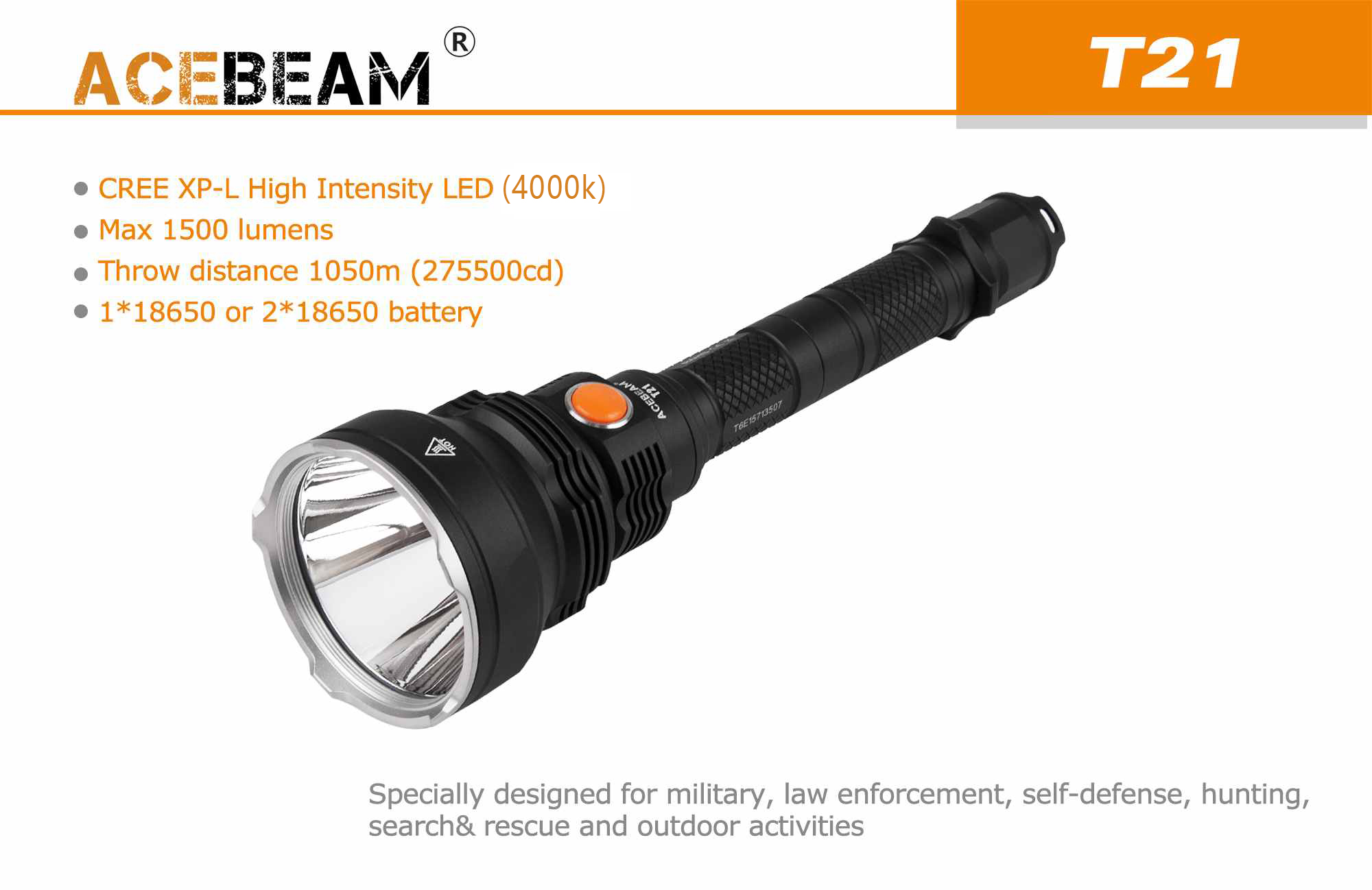 дальнобойный фонарик Acebeam T21